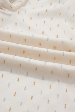 Beige Metallic Jacquard Short Sleeve Shirt