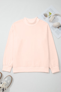 Apricot Pink Oversize Mock Neck Sweatshirt