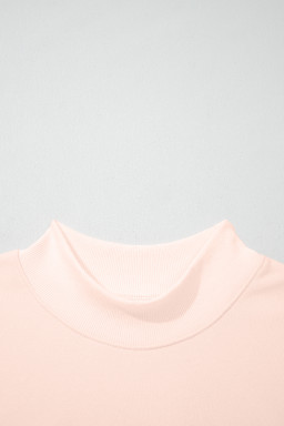 Apricot Pink Oversize Mock Neck Sweatshirt