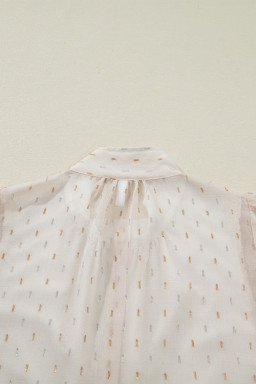 Beige Metallic Jacquard Short Sleeve Shirt