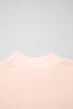 Apricot Pink Oversize Mock Neck Sweatshirt