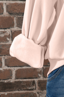 Apricot Pink Oversize Mock Neck Sweatshirt