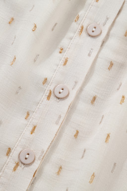 Beige Metallic Jacquard Short Sleeve Shirt