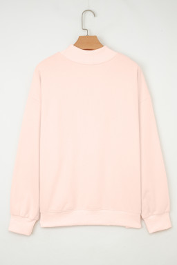 Apricot Pink Oversize Mock Neck Sweatshirt