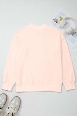 Apricot Pink Oversize Mock Neck Sweatshirt