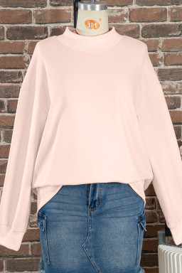 Apricot Pink Oversize Mock Neck Sweatshirt