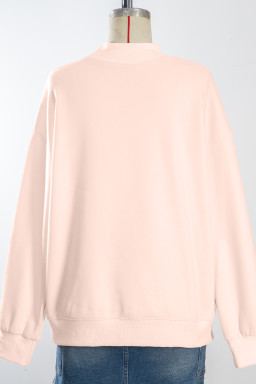 Apricot Pink Oversize Mock Neck Sweatshirt