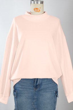 Apricot Pink Oversize Mock Neck Sweatshirt