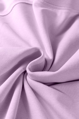 Orchid Petal Solid Color Raw Seam Patchwork Baggy Sweatshirt