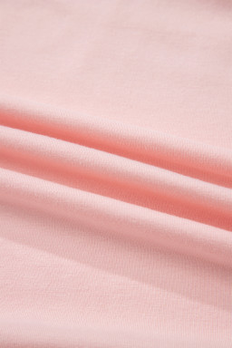 Gossamer Pink Plus Size Solid Color Asymmetric Neck Short Sleeve Blouse