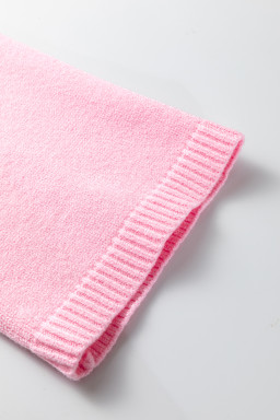 Pink Solid Color Knit Loose Bracelet Sleeve Dolman Sweater
