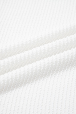 White Spiral Ribbed Raw Seam Color Block Patchwork Long Sleeve Top