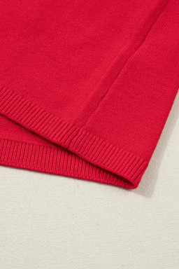 Fiery Red YEEHAW Embroidered Letter Loose Short Sleeve Sweater