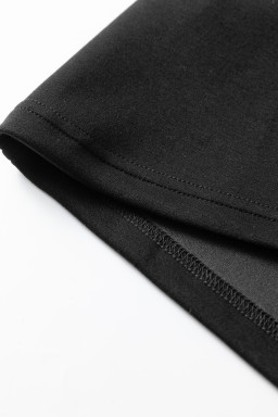 Black Leopard Patchwork Zip Collared Short Puff Sleeve Shift Mini Dress