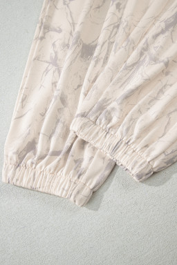 Khaki Camo Print Jogger Pants Set