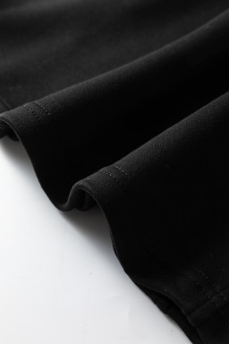 Black Leopard Patchwork Zip Collared Short Puff Sleeve Shift Mini Dress