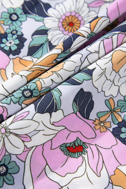 Sky Blue Bohemian Floral Print Tiered Maxi Skirt with Split