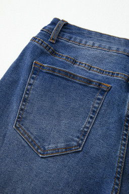 Real Teal Raw Hem Unique Cuffs Straight High Rise Loose Jeans