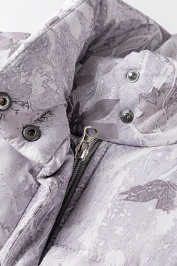 Gray Camo Leaf Print Winter Puffer Vest