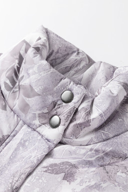 Gray Camo Leaf Print Winter Puffer Vest