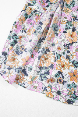 Sky Blue Bohemian Floral Print Tiered Maxi Skirt with Split