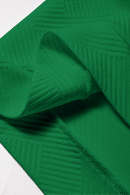 Dark Green Textured Short Sleeve Top and Shorts Set