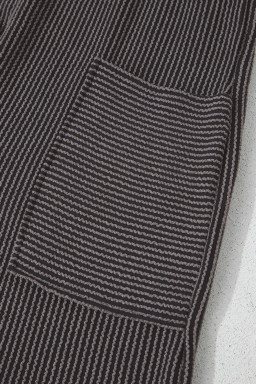 Carbon Grey Ribbed Knit Patched Pocket Wide Leg Overalls