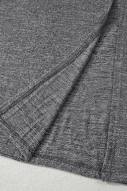Dark Grey 3pcs V Neck T Shirt Ribbon Knot Pants Open Duster 3pcs Lounge Set
