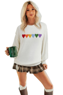 White Chenille Graphic Drop Shoulder Holiday Sweater