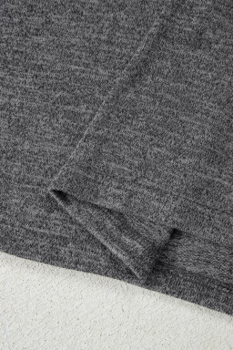 Dark Grey 3pcs V Neck T Shirt Ribbon Knot Pants Open Duster 3pcs Lounge Set