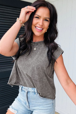 Medium Grey Mineral Wash Boxy Fit Cotton Tank Top