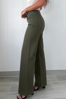 Mist Green 2-Button High Waist Flared Bottom Jeans