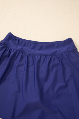 Blue Stripe Scoop Neck Adjustable Tankini and Matching Skort Bathing Suit