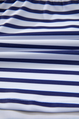 Blue Stripe Scoop Neck Adjustable Tankini and Matching Skort Bathing Suit