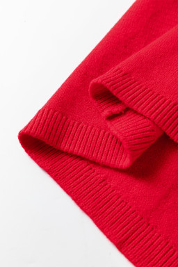 Fiery Red YEEHAW Embroidered Letter Loose Short Sleeve Sweater