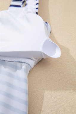 Blue Stripe Scoop Neck Adjustable Tankini and Matching Skort Bathing Suit