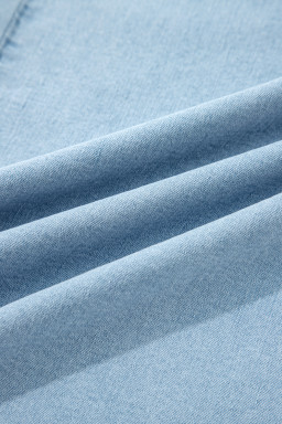 Beau Blue Plus Size Elastic Waist Ruffled Wide Leg Denim Pants