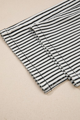 Black Stripe Patch Pocket High Waist Shift Denim Jeans