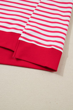 Red Stripe Drop Shoulder Half Sleeve T Shirt