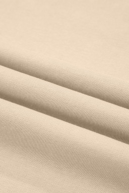 Beige Solid Color Raw Seam Patchwork Baggy Sweatshirt