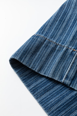 Blue Stripe Contrasted Drawstring Pocketed Loose Jeans