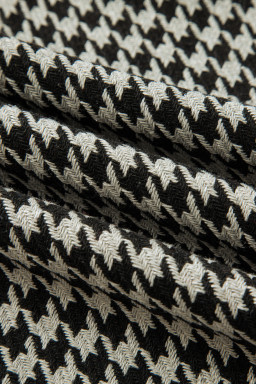 Khaki Houndstooth Print V Neck Sleeveless Mini Dress