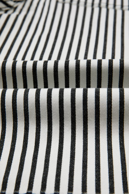 Black Stripe Patch Pocket High Waist Shift Denim Jeans