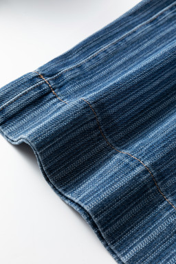 Blue Stripe Contrasted Drawstring Pocketed Loose Jeans