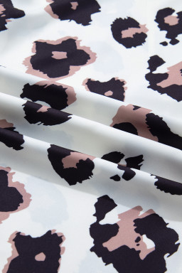 Khaki Leopard Print Contrast V Neck Plus Size Shift Mini Dress