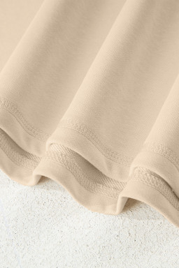 Beige Solid Color Raw Seam Patchwork Baggy Sweatshirt