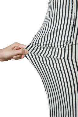 Black Stripe Patch Pocket High Waist Shift Denim Jeans