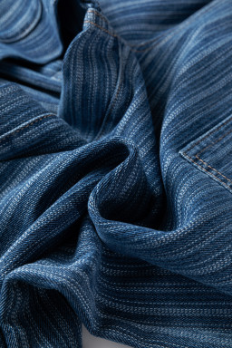 Blue Stripe Contrasted Drawstring Pocketed Loose Jeans