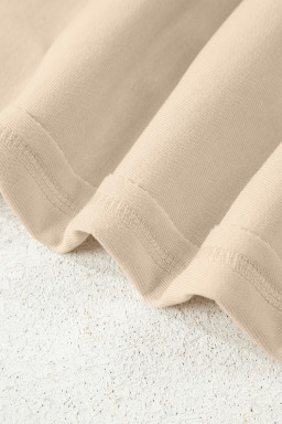 Beige Solid Color Raw Seam Patchwork Baggy Sweatshirt