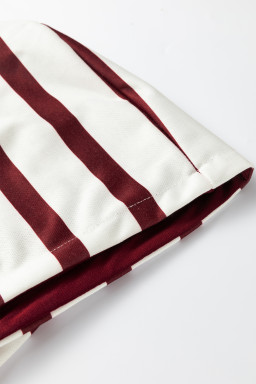 Red Stripe Pullover Hoodie Ribbed Solid Pants 2pcs Set Outfit